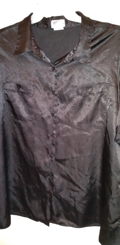 Venezia black satin top - 2X